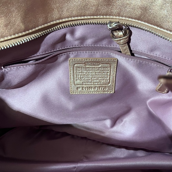 Metallic Gold Vintage Coach Shoulder Tote Bag - Picture 5 of 5